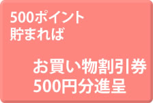 お買い物割引券
500円分進呈